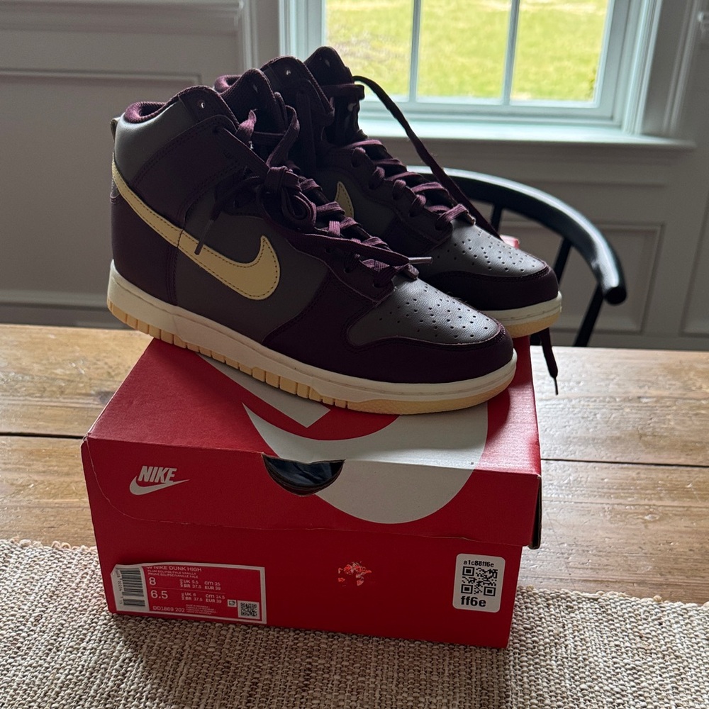 Nike Dunk High in Burgundy and Cream